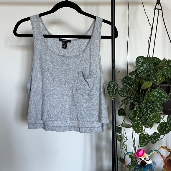 Forever 21 Tops - Forever 21 Basic Gray Tank Top With Pocket